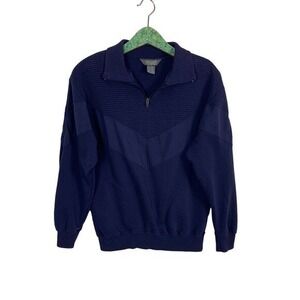 Banner Vintage Quarter Zip Navy Knit Pullover Sweater‎ Small Korea Retro Y2K